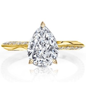 Italo Golden Pear Cut White Sapphire Engagement Ring