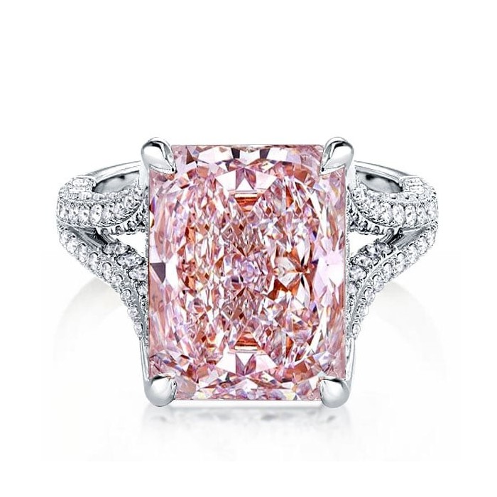Italo Split Shank Radiant Cut Pink Sapphire Engagement Ring