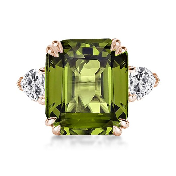 Italo Rose Gold Emerald Cut Peridot Engagement Ring