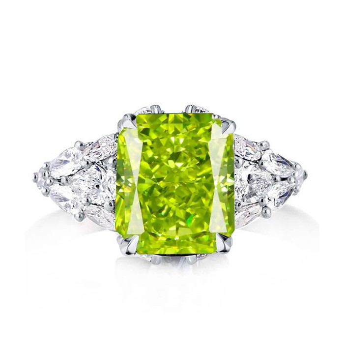 Italo Peridot Radiant Cut Ring Engagement Ring For Women
