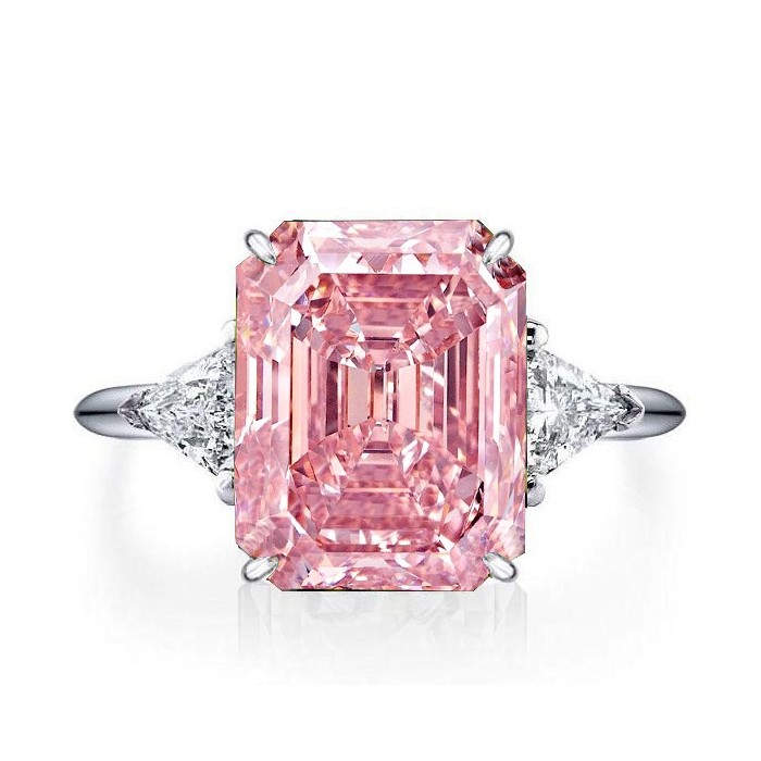Italo Pink Engagement Ring Emerald Cut Engagement Ring