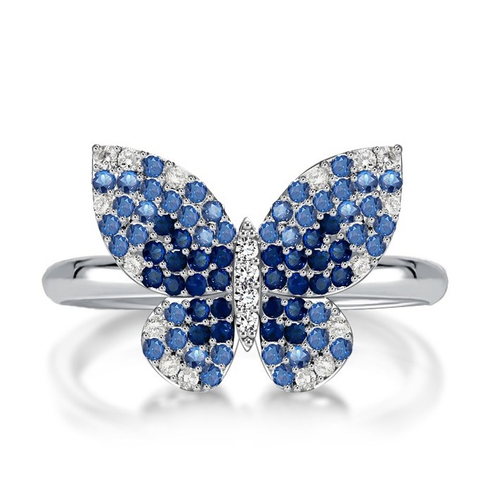 Dancing Butterfly Blue Sapphire Engagement Ring Butterfly Ring
