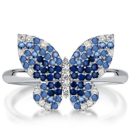 Dancing Butterfly Blue Sapphire Engagement Ring Butterfly Ring