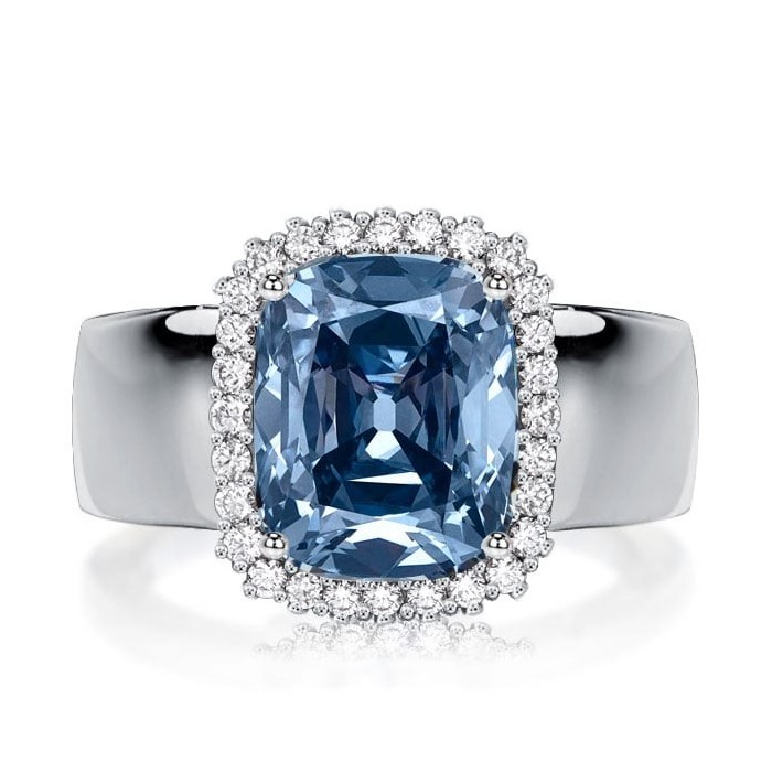 Italo Blue Topaz Cushion Cut Engagement Ring Halo Ring