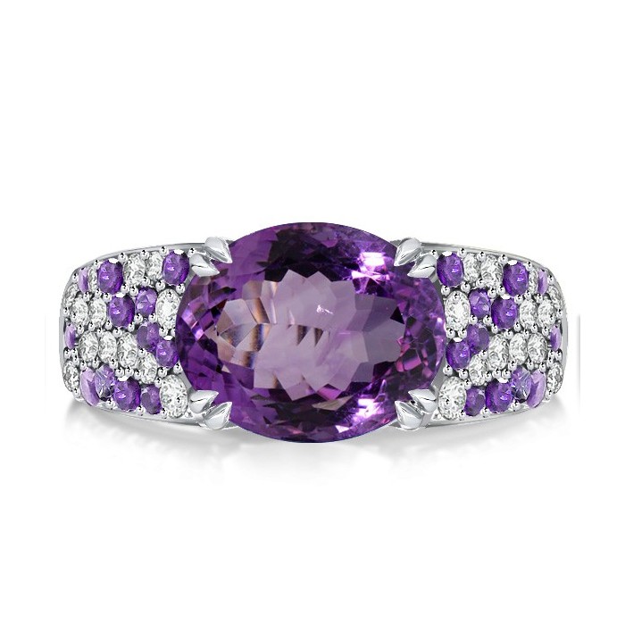 Italo Oval Cut Amethyst Engagement Ring For Women