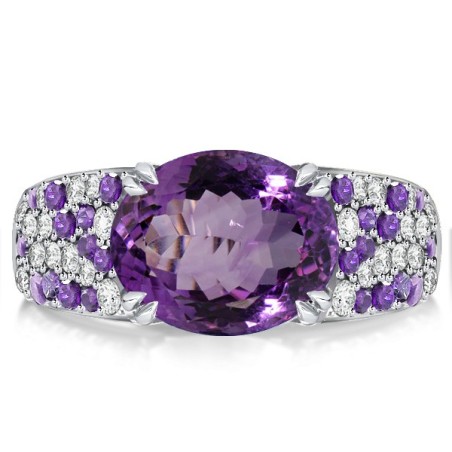 Italo Oval Cut Amethyst Engagement Ring For Women