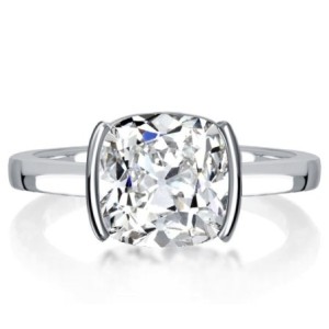 Italo Half-Bezel Cushion Cut Engagement Ring Solitaire