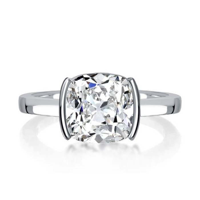 Italo Half-Bezel Cushion Cut Engagement Ring Solitaire