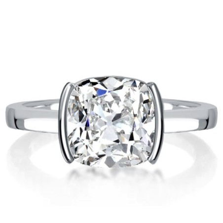 Italo Half-Bezel Cushion Cut Engagement Ring Solitaire