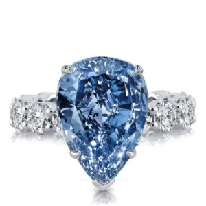 Italo Blue Topaz Pear Shaped Eternity Shank Engagement Ring