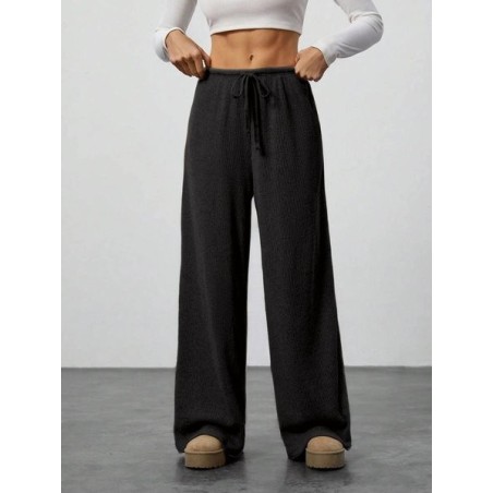 Women's  Elastic Waist H-Line Wide Leg Pants Daily Going Out Pants Khaki Casual Split Joint Plain Spring/Fall Pants