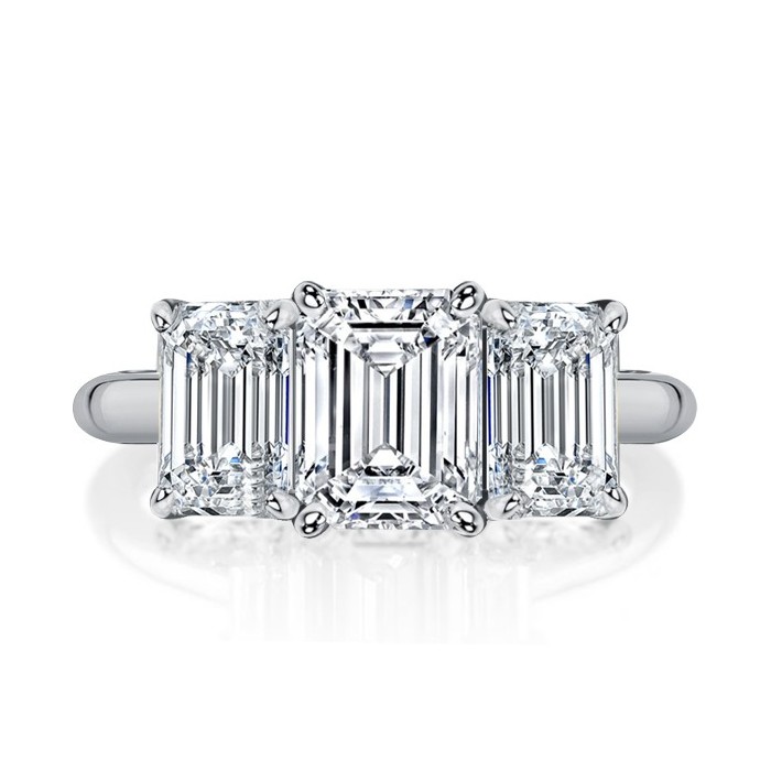 Italo Emerald Cut Three Stone Classic Engagement Ring