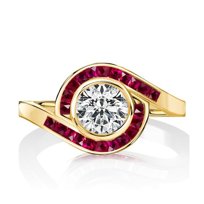 Italo Round Cut Vintage Style Rings Ruby Sapphire Ring