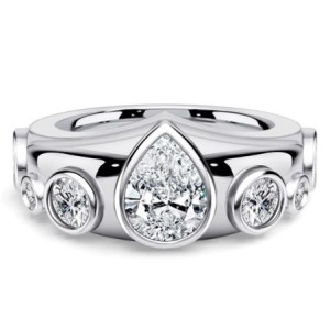 Italo Bezel Setting Pear & Round Cut Half Eternity Band For Women