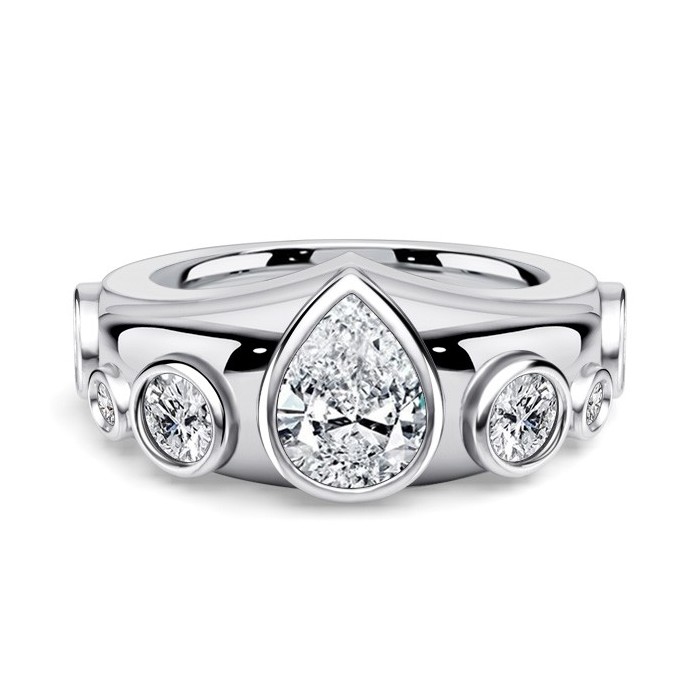 Italo Bezel Setting Pear & Round Cut Half Eternity Band For Women