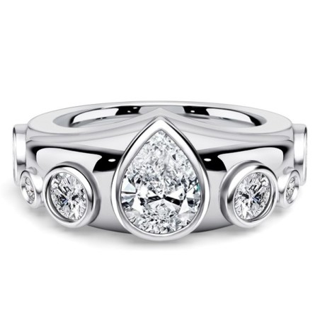 Italo Bezel Setting Pear & Round Cut Half Eternity Band For Women