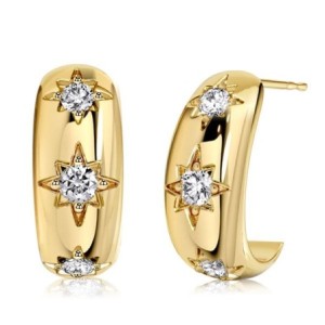 Italo Starburst Design Round Cut Silver Hoops Earrings For Women