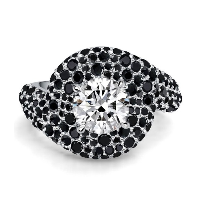 Italo Micro Pave Black & White Sapphire Unique Engagement Rings