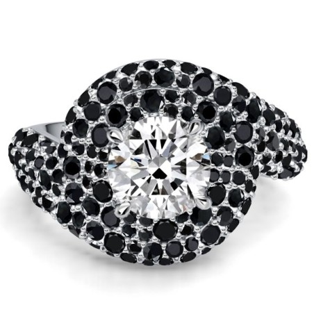 Italo Micro Pave Black & White Sapphire Unique Engagement Rings
