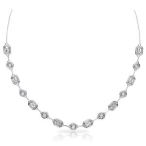 Italo Bezel Set Emerald & Round Cut Tennis Bolo Necklace For Women