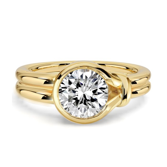 Italo Knot Bezel Setting Round Cut Solitaire Engagement Ring