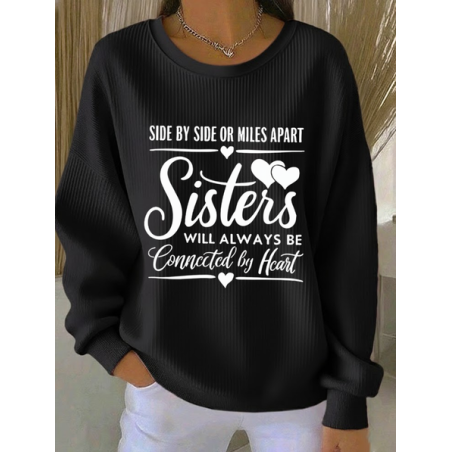 Text Letters Printing Casual Sweatshirt