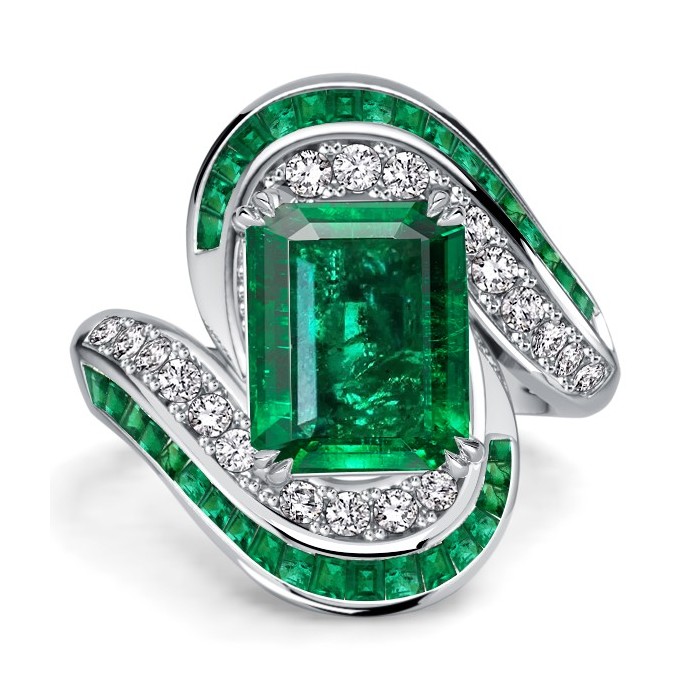 Italo Halo Emerald Green Emerald Sapphire Unique Engagement Rings