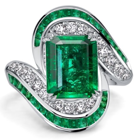 Italo Halo Emerald Green Emerald Sapphire Unique Engagement Rings