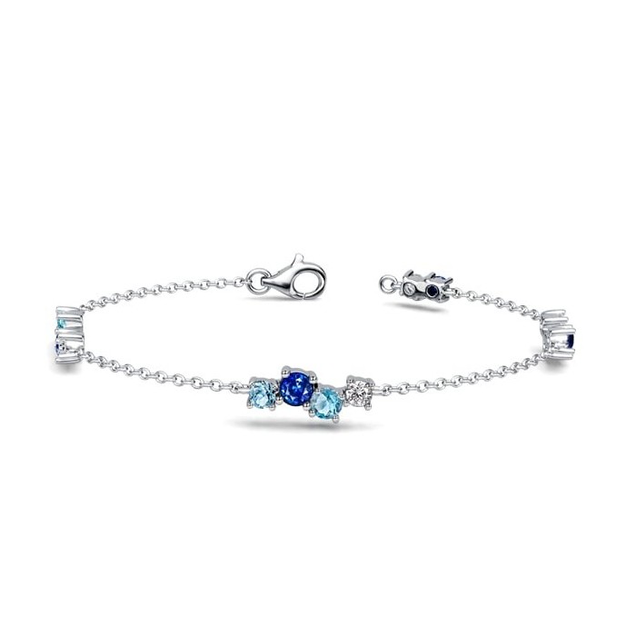 Italo Clusters Blue Sapphire Aquamarine Chain Bracelets Women