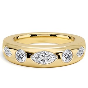 Italo Flush Setting Marquise & Round Cut Half Eternity Band For Women