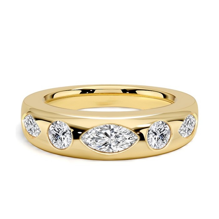 Italo Flush Setting Marquise & Round Cut Half Eternity Band For Women