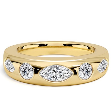 Italo Flush Setting Marquise & Round Cut Half Eternity Band For Women