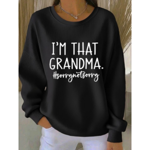 Printing Crew Neck Casual Text Letters Sweatshirt