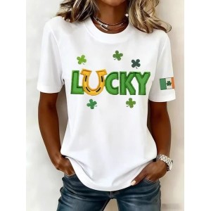 Women 3D Printing Short Sleeve Tee T-shirt Crew Neck Casual Summer Top