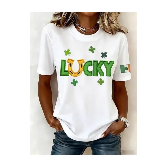 Women 3D Printing Short Sleeve Tee T-shirt Crew Neck Casual Summer Top