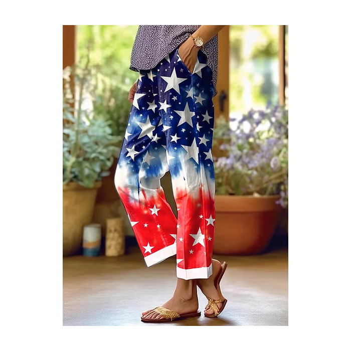 Women Independence Day (Flag) Long Pants Casual Spring/Fall Trousers