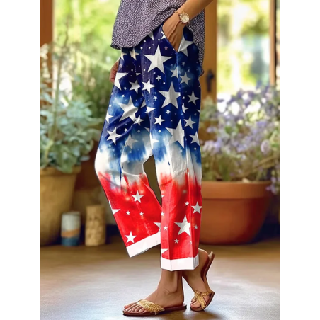 Women Independence Day (Flag) Long Pants Casual Spring/Fall Trousers