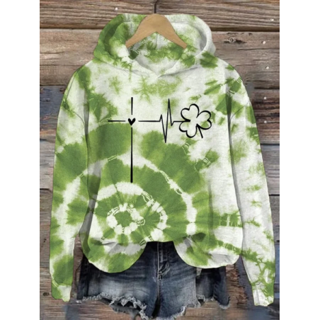 Women's Shamrock Spring/Fall Printing Long Sleeve Casual Daily Hoodie