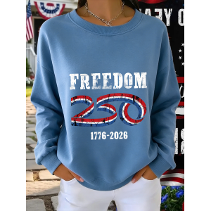 Women Text Letters Crew Neck Vintage Spring/Fall Long Sleeve Sweatshirt