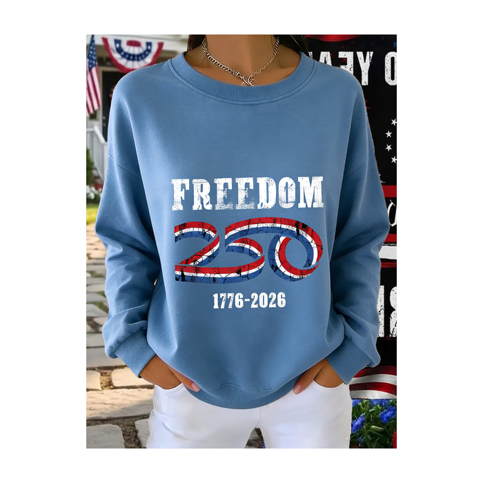Women Text Letters Crew Neck Vintage Spring/Fall Long Sleeve Sweatshirt