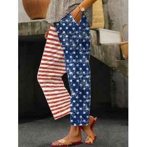 Women Independence Day (Flag) Long Pants Casual Spring/Fall Trousers