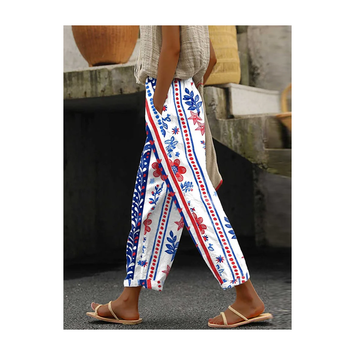 Women Floral Long Pants Casual Spring/Fall Trousers