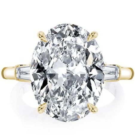 Golden Oval Three Stone Engagement Ring