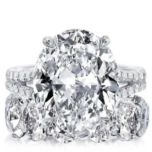 Italo Oval Split Shank Created White Sapphire Bridal Set