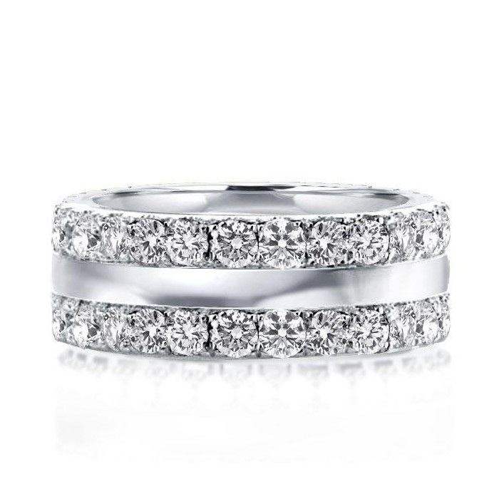 Italo Triple Row Created White Sapphire Wedding Band