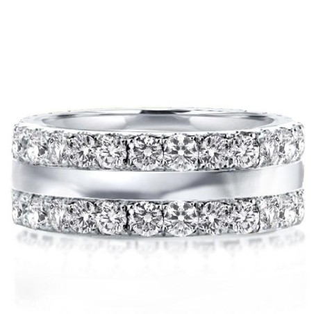 Italo Triple Row Created White Sapphire Wedding Band