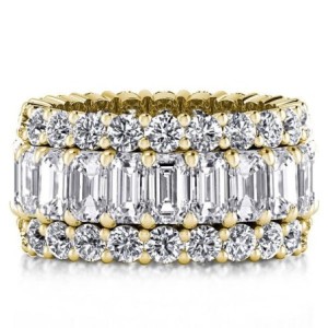 Italo Golden Triple Row Created White Sapphire Wedding Band