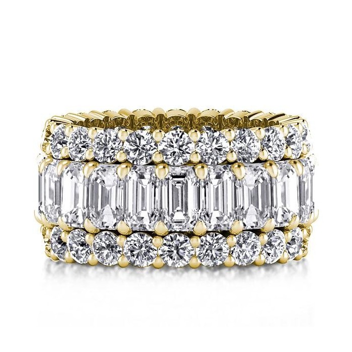 Italo Golden Triple Row Created White Sapphire Wedding Band