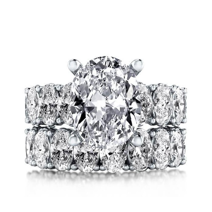 Italo Oval Created White Sapphire Bridal Set