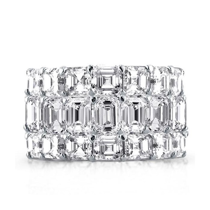 Triple Row Eternity Created White Sapphire Wedding Band